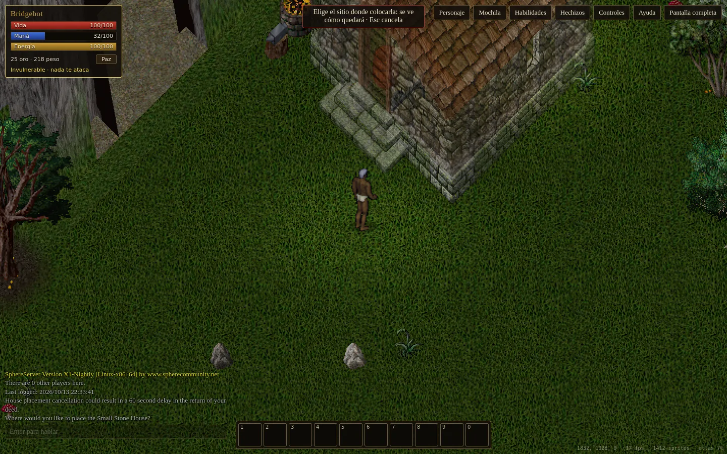 Colocando una casa de piedra: el juego la muestra en el sitio elegido antes de confirmar